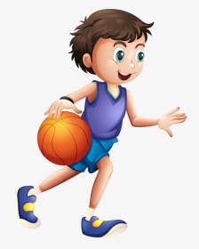 Cool Cartoon Character With Basketball Clipart Vector - Playing Basketball Clipart Png, Transparent Png, Transparent PNG