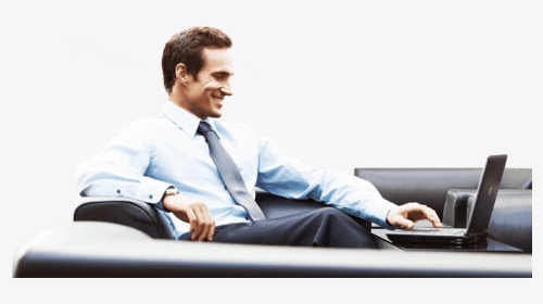 A Man Working With His Laptop On A Couch - Medical Representative Dress Code, HD Png Download, Transparent PNG