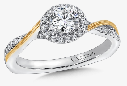 Valina Halo Engagement Ring Mounting In 14k White/yellow - Pre-engagement Ring, HD Png Download, Transparent PNG