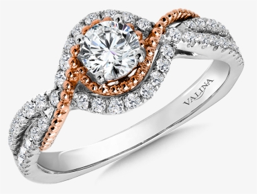Valina Halo Engagement Ring Mounting In 14k White/rose - Pre-engagement Ring, HD Png Download, Transparent PNG