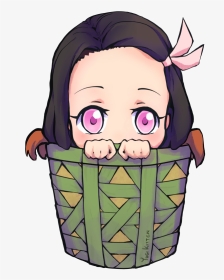 #kimetsunoyaiba #demonslayer #nezuko #tanjiro #zenitsu - Nezuko In Basket Chibi, HD Png Download, Transparent PNG