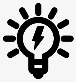Lightbulb With Bolt Sign - Vector Learning Icon Png, Transparent Png, Transparent PNG