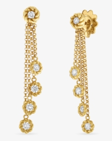 Roberto Coin Drop Earrings With Diamond Stations - Gold Earrings Png, Transparent Png, Transparent PNG
