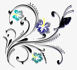 Butterfly Scroll Clip Art At Clker - Butterfly And Flower Vector Png, Transparent Png, Transparent PNG