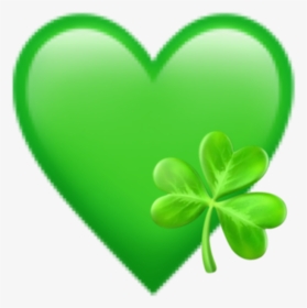 #green #heart #plant #clover #emoji #lucky #aesthetic - Heart, HD Png Download, Transparent PNG