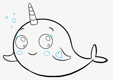 How To Draw Cute Narwhal - Narwhals Drawn, HD Png Download, Transparent PNG