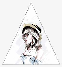 #triangle #triangles #remix #woman #picsart #beautiful - Girl With Sunglasses Drawing, HD Png Download, Transparent PNG
