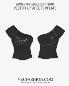 Off Shoulder Knitwear Tee Fashion Template   Class - Crop Top Shirt Template, HD Png Download, Transparent PNG