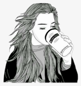 Girl Drinking Starbucks Drawing, HD Png Download, Transparent PNG