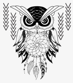 Distress Owl Dream Catcher - Owl Dream Catcher Drawing, HD Png Download, Transparent PNG
