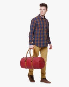 Handcrafted Genuine Leather Duffel Bags Travel Luggage - Plaid, HD Png Download, Transparent PNG