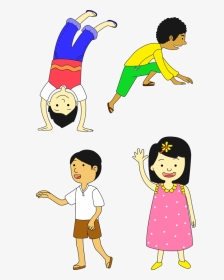 Boys Cartoon Children - Do A Handstand Clipart, HD Png Download, Transparent PNG