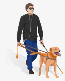 Blinded Man With Dog - Dog Walking, HD Png Download, Transparent PNG