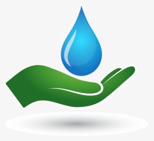Drawing Of A Green Hand Cupping A Blue Water Droplet - Drop Of Water On Palm, HD Png Download, Transparent PNG