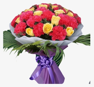 Ardent Desire - Yellow Carnation And Rose Bouquet, HD Png Download, Transparent PNG
