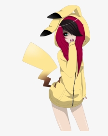 Cute Anime Girl With Pikachu Hoodie, HD Png Download , Transparent Png  Image - PNGitem