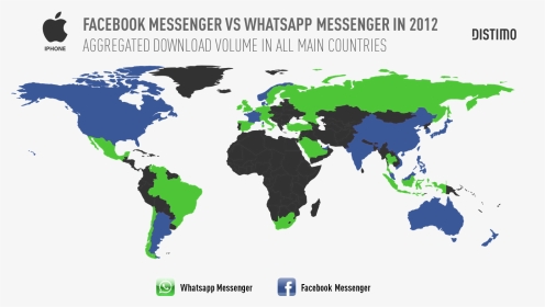 Facebook Messenger Vs Whatsapp Messenger Per Country - World Map Grey With Antarctica, HD Png Download, Transparent PNG
