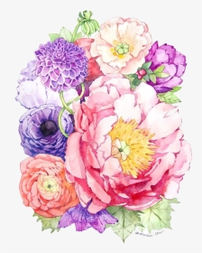 Watercolor Peony Flower Painting, HD Png Download, Transparent PNG