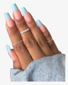 #nails #nail #bluenails #pinknails #colorednails #aesthetic - Blue Acrylic Nails Coffin Ombre, HD Png Download, Transparent PNG