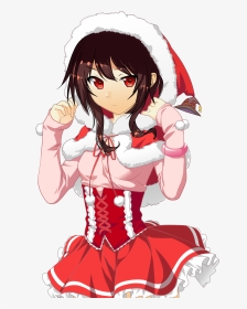 Santa Megumin W/ Wizard Hat - Santa Christmas Anime Girl, HD Png Download, Transparent PNG