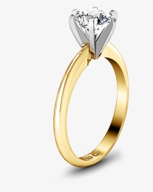 Yellow Gold 6 Prong Solitaire, HD Png Download, Transparent PNG