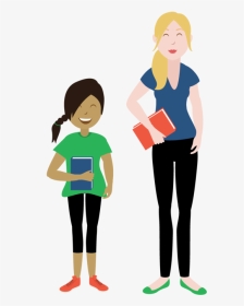 Girl Reading A Book With Mom Standing Behind Her Clipart - Cartoon, HD Png Download, Transparent PNG