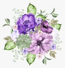 #watercolor #flowers #purple #blue #lavender #bunch - Bundles Of Flowers, HD Png Download, Transparent PNG