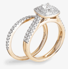 18ct Diamond Engagement Ring - Double Diamond Ring Gold, HD Png Download, Transparent PNG