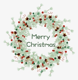 圣诞节绿色系红色点缀圣诞快乐英文艺术字花环 - 聖誕 節 快樂 圖案, HD Png Download, Transparent PNG