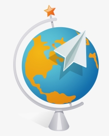 Globe Computer File Cartoon - Paper Plane Around The World, HD Png Download, Transparent PNG
