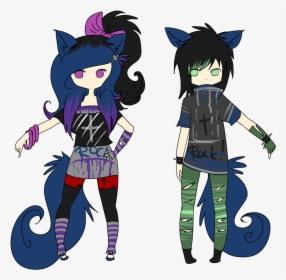 Vector Free Library Punk Drawing Anime - Wolf Girl And Wolf Boy, HD Png Download, Transparent PNG