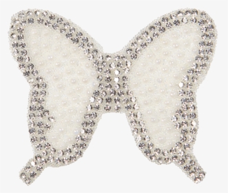Bling Rhinestone And Pearl White Butterfly Applique - Butterfly, HD Png Download, Transparent PNG