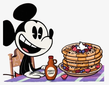 Mickey Mickeymouse Waffle Food Ñam Kawaii Waltdisney - Mickey Mouse Eating Breakfast, HD Png Download, Transparent PNG