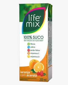 Life Mix Suco 100% Laranja Com Acerola 200 Ml - Life Mix Suco 100, HD Png Download, Transparent PNG