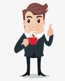 Coffee Clipart Man - Person Drinking Coffee Cartoon, HD Png Download, Transparent PNG