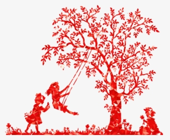 Art,petal,twig - Tree Silhouette With Swing, HD Png Download, Transparent PNG