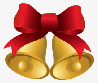 Christmas Gold Bells With Red Bow Png - Christmas Bow With Bells, Transparent Png, Transparent PNG