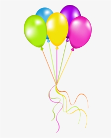 Neon Birthday Clipart - Balloons With Ribbon Png, Transparent Png, Transparent PNG