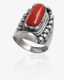 Red Coral Silver Tibetan Ring - Gemstone, HD Png Download, Transparent PNG