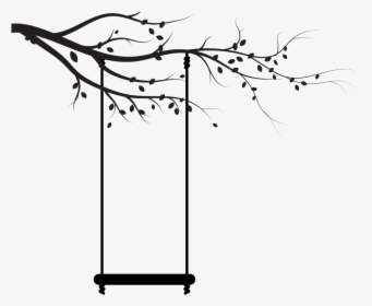 #mq #black #tree #swing #silhouette - Silhouette Of A Swing, HD Png Download, Transparent PNG