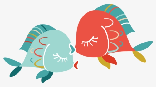 Fish - Red And Blue Fish Kissing, HD Png Download, Transparent PNG