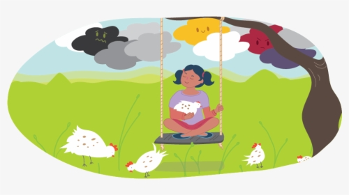 Girl Sitting On Swings Alone With Chickens - Alone Girl Clipart, HD Png Download, Transparent PNG