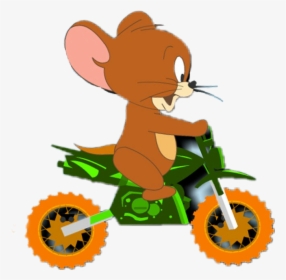 Scmotorcycle Motorcycle Jerry Tomandjerry Cute Mouse - Cartoon Animal On A Motorcycle, HD Png Download, Transparent PNG