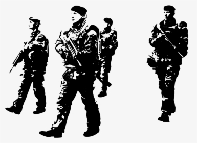Soldiers On Patrol Eu Army Anti Terrorism Silhouette - French Soldiers In Paris, HD Png Download, Transparent PNG