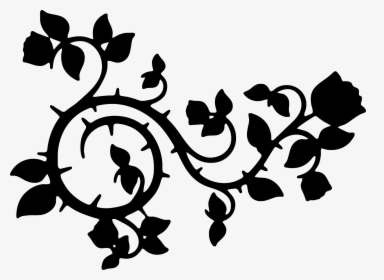 Roses And Vines Silhouette Clip Arts - Rose Silhouette Png, Transparent Png, Transparent PNG