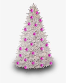 White Christmas Tree With Pink Ornaments, HD Png Download, Transparent PNG
