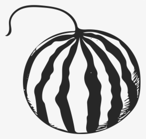 Handprint Drawing Watermelon - Watermelon Cartoon Black And White, HD Png Download, Transparent PNG