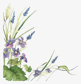 Ftestickers Watercolor Flowers Border Lavender - Watercolor Sage Floral Borders, HD Png Download, Transparent PNG