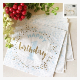 Luncheon Napkins Happy 1st Birthday Blue - Grape, HD Png Download, Transparent PNG