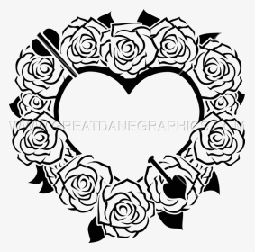 Valentine Heart Clipart Black And White Clip Art Freeuse - Black And White Hearts With Roses, HD Png Download, Transparent PNG